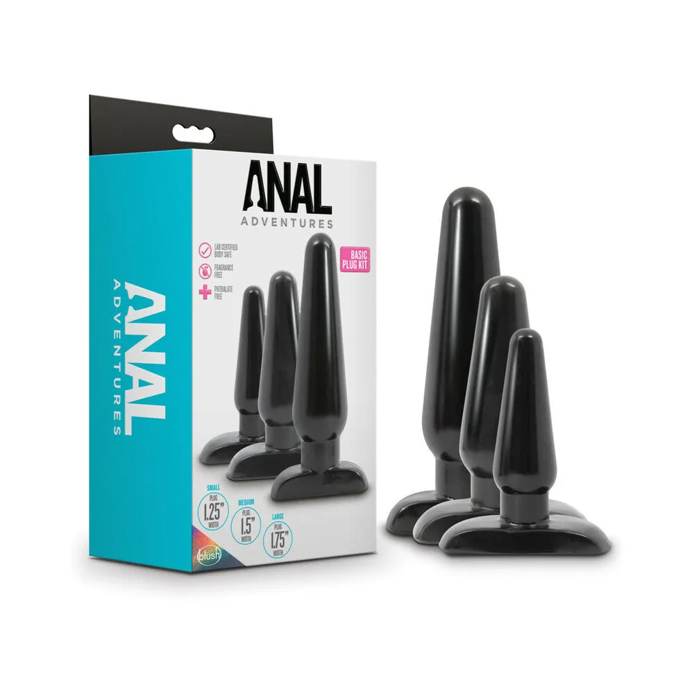 Anal Adventures 3-Piece Basic Plug Kit Black