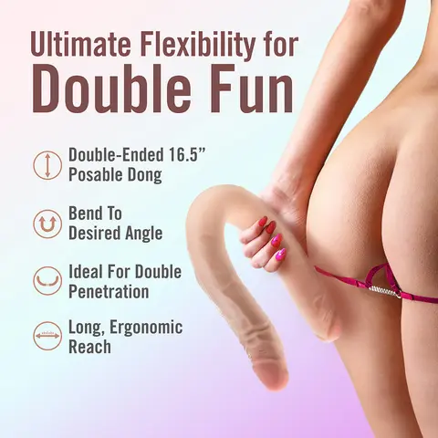 Dr. Skin Plus 16.5 in. Posable Double Dong Beige