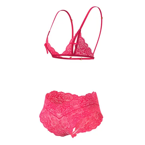Magic Silk Get It Girl Peek-a-Boo Bralette & Split Crotch Boy Short Diva Pink Queen Size