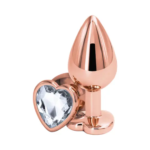 Rear Assets Rose Gold Heart Plug Medium in Clear