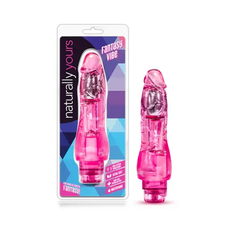 Naturally Yours Fantasy Vibe Realistic 8.5 in. Vibrating Dildo in Pink