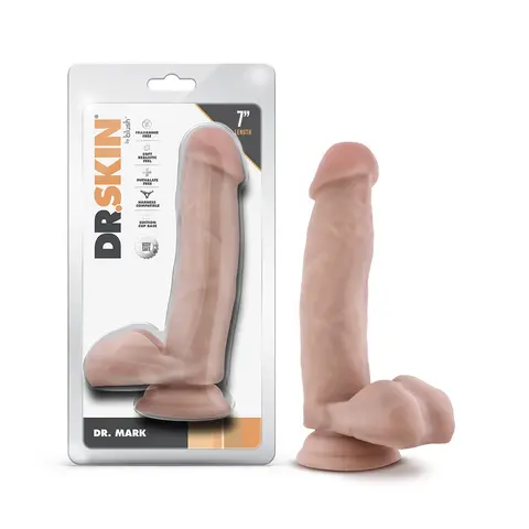 Dr. Skin Dr. Mark 7 in. Dildo with Balls in Beige