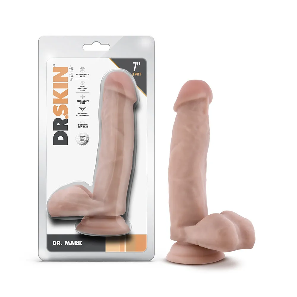 Dr. Skin Dr. Mark 7 in. Dildo with Balls in Beige