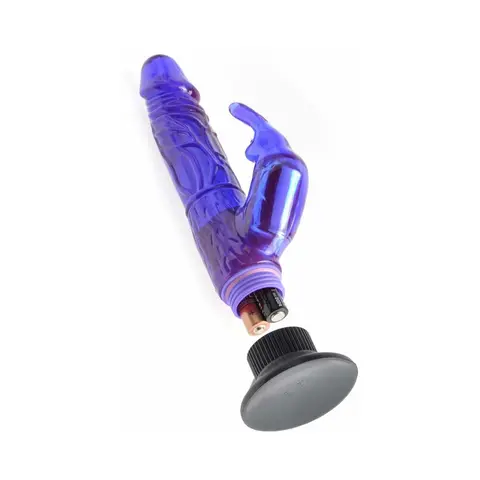 Waterproof Wall Bangers Deluxe Bunny Realistic Rabbit Vibrator With Suction Cup Purple