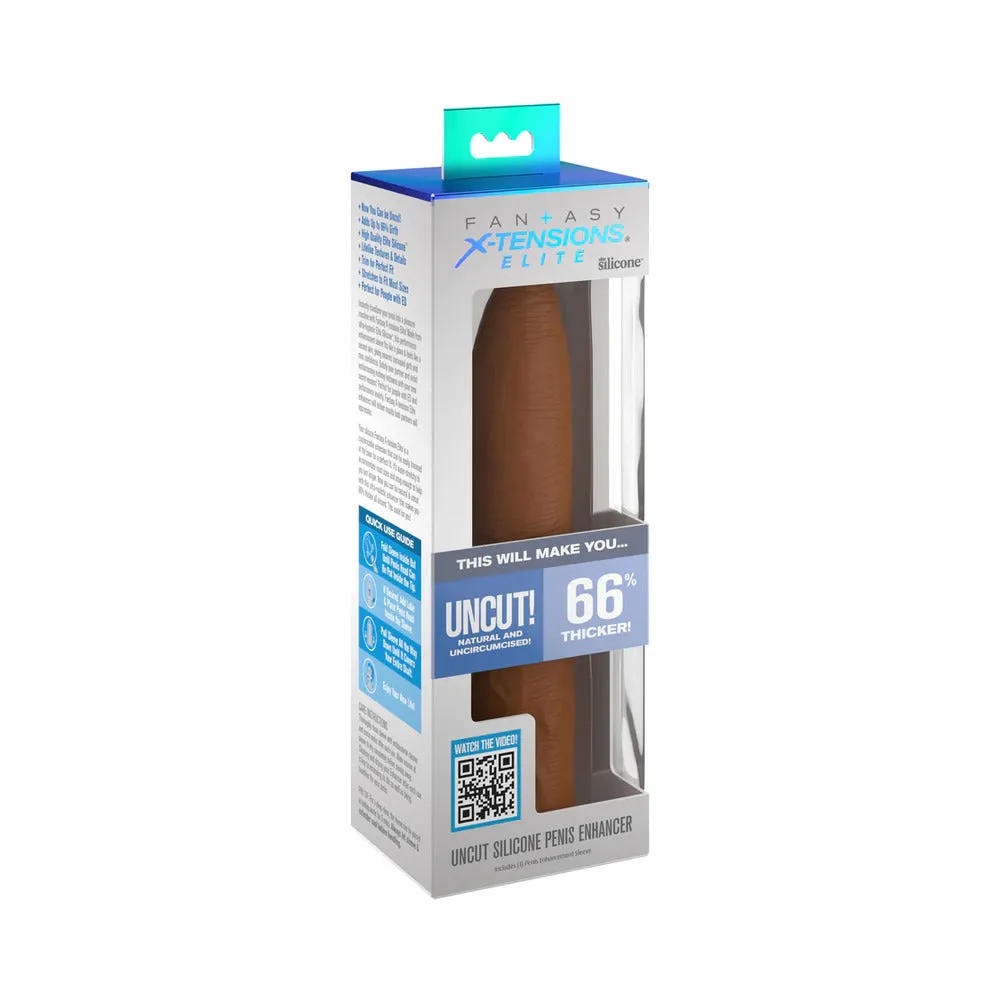 Fantasy X-tensions Elite Uncut 7 in. Open-Ended Silicone Enhancement Sleeve in Tan