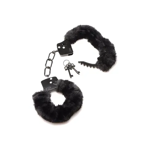 Master Series Cuffed in Fur Furry Handcuffs in Black