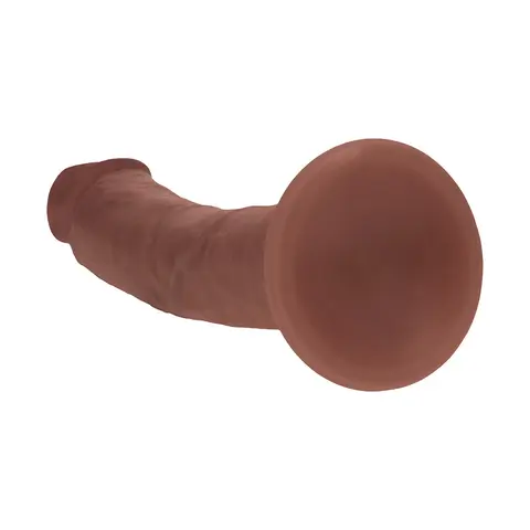 Realrock Dual Density Silicone Realistic Curved Dildo 6 in. in Brown