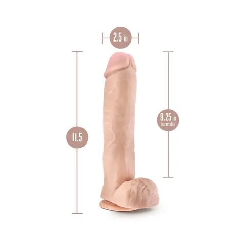 Au Naturel Big John 11.5 in. Posable Dual Density Dildo with Balls in Beige