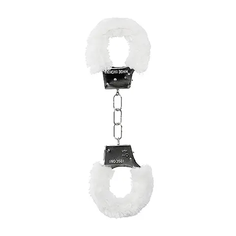 Ouch! Beginner's Furry Handcuffs With Quick-Release in White