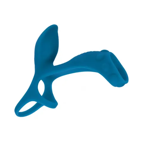 LEVELZ Vibrating Silicone Cock & Ball Ring with Shaft Loop in Teal