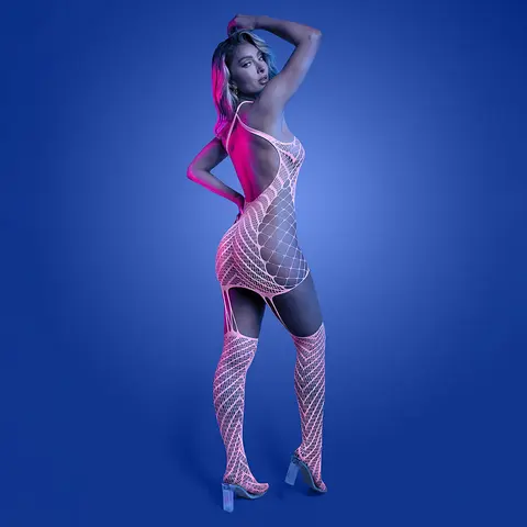 Fantasy Lingerie Glow Metamorphic Glow-in-the-Dark Bodystocking Dress O/S