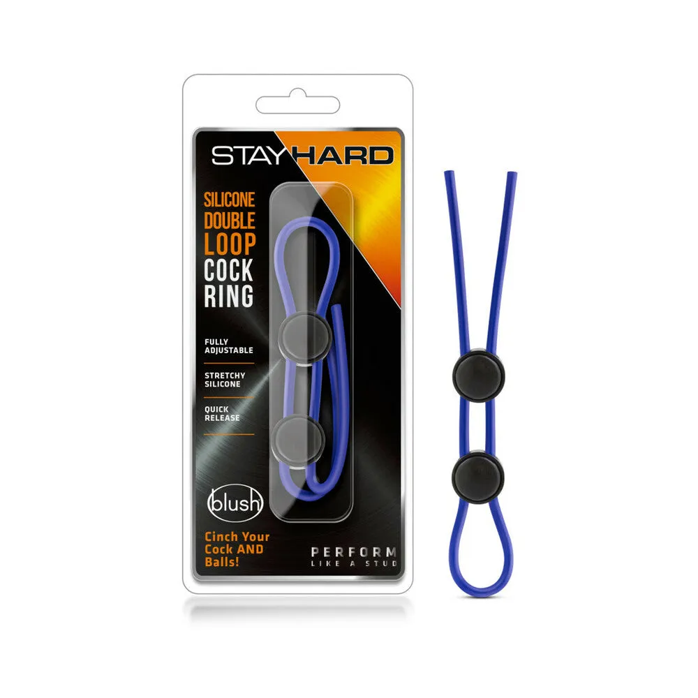 Stay Hard Silicone Double Loop Lasso/Bolo Cockring in Blue