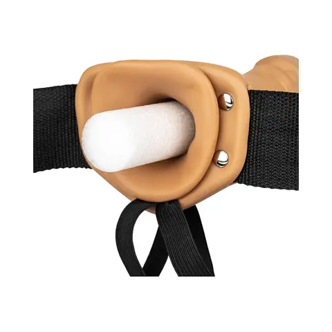 RealRock Realistic 6 in. Hollow Strap-On in Tan