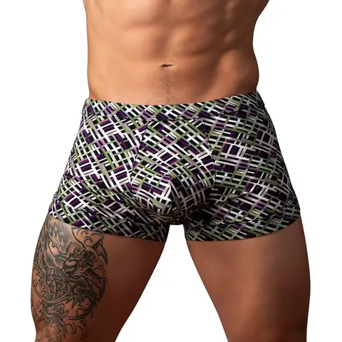 Male Power Gridlock'd Short with Strap Print L