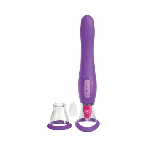 Fantasy For Her Her Ultimate Pleasure Dual-Ended Vibrator With Licking Suction Purple