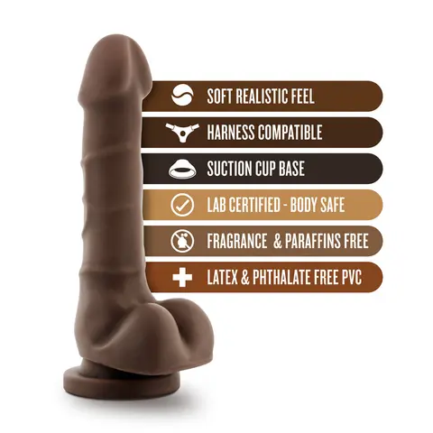 Dr. Skin Basic 7 Realistic 7.75 in. Dildo with Balls in Brown