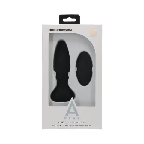 A-Play Vibe Adventurous Rechargeable Silicone Anal Plug with Remote in Black