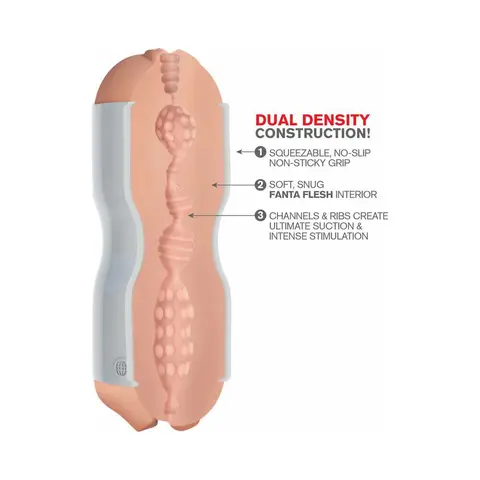 PDX Tight Grip Pussy & Mouth Dual Density Squeezable Masturbator Beige/White