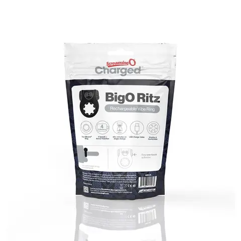 Screaming O Charged Big O Ritz Rechargeable Vibrating Silicone Cockring Black