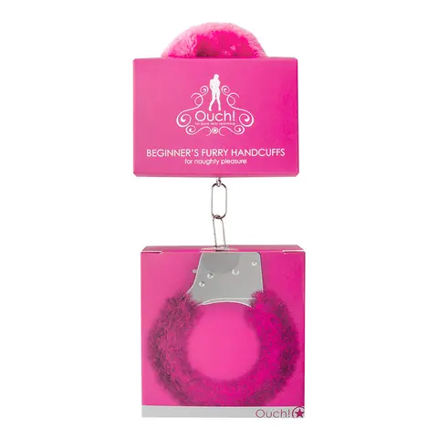 Ouch! Beginner's Furry Handcuffs With Quick-Release in Pink