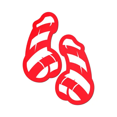 Pastease Candy Cane Penis Pasties Red/White