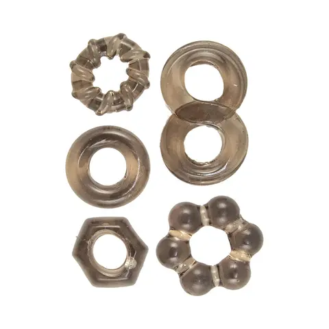 Enhancer Five Piece Cock Ring Set in Black