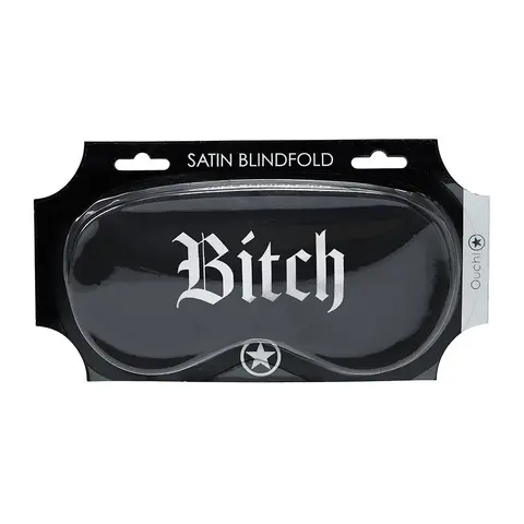 Ouch! Bitch Printed Mask Satin Black