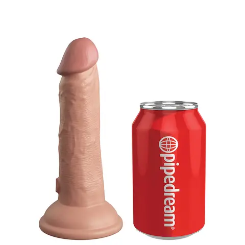 King Cock Elite 6 in. Vibrating Realistic Dildo With Suction Cup in Beige