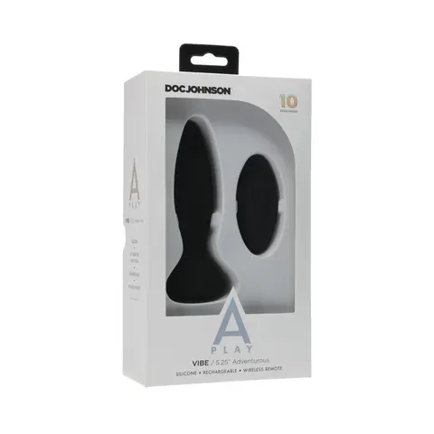 A-Play Vibe Adventurous Rechargeable Silicone Anal Plug with Remote in Black