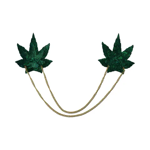 Pastease Chains: Shattered Glass Disco Ball Green Weed with Gold Chain Pasties