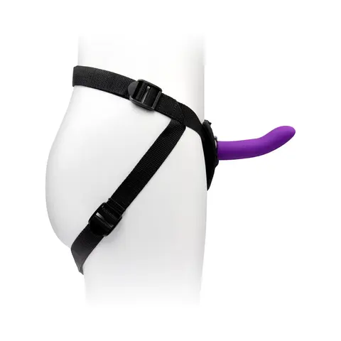 Together Duo Silicone 2-Piece 5.5 in. & 7.75 in. Dildo and Harness Set Purple