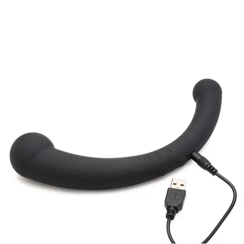 Master Series 10X Vibra-Crescent Vibrating Silicone Dual Ended Dildo Black