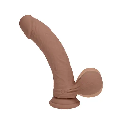 Realrock Realistic Dual Density Vibrating Silicone Dildo with Weighted Balls 6 in. in Tan