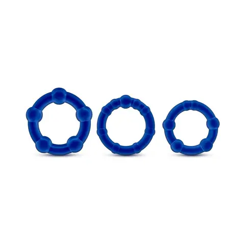 Stay Hard Beaded Cockrings 3-Piece Set in Blue