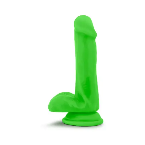Neo 6 in. Dual Density Dildo with Balls Neon Green