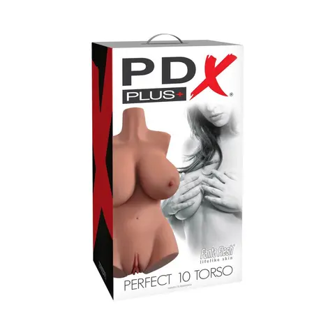 PDX Plus Perfect 10 Torso Dual Entry Masturbator in Tan