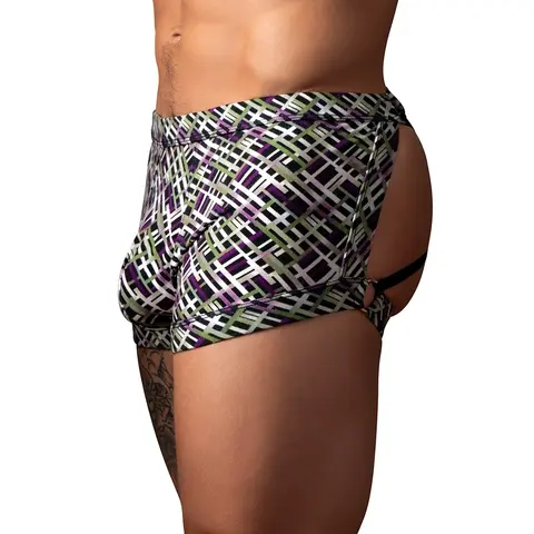 Male Power Gridlock'd Short with Strap Print XL