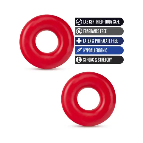 Stay Hard Donut Rings Oversized Cockring 2-Pack in Red
