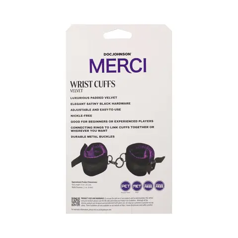 Merci Velvet Wrist Cuffs Violet/Black