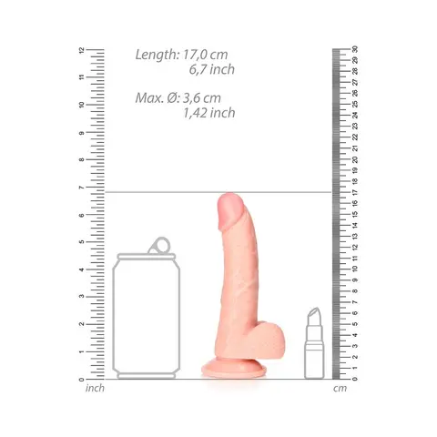 RealRock Realistic 6 in. Curved Dildo With Balls and Suction Cup in Flesh