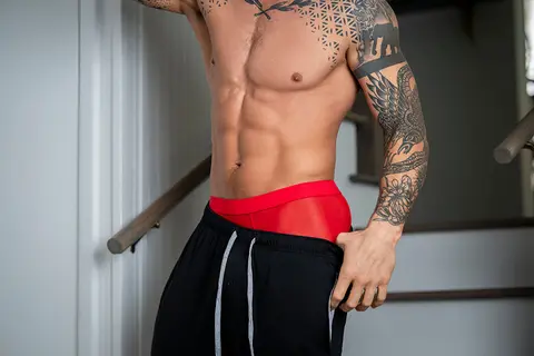 Male Power Mesh 2.0 Mini Short Red M
