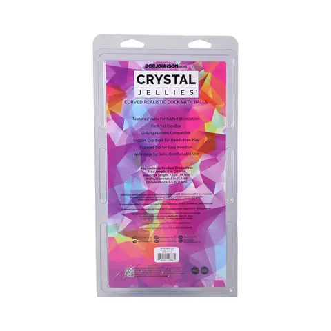 Crystal Jellies Curved Realistic Cock with Balls 8 in. in Teal
