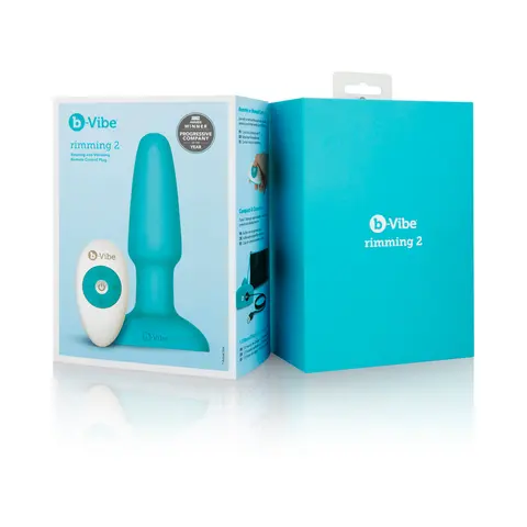 b-Vibe Rimming 2 Rotating and Vibrating Remote Control Plug in Teal
