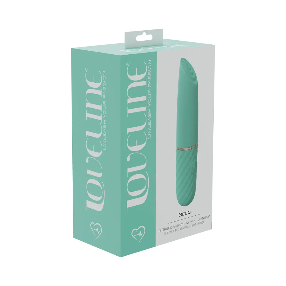 LoveLine Beso 10 Speed Vibrating Mini-Lipstick Silicone Rechargeable Waterproof in Green