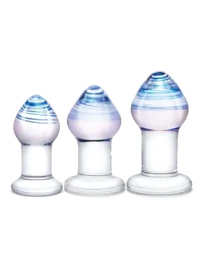 pleasure droplets 3 piece glass anal training kit