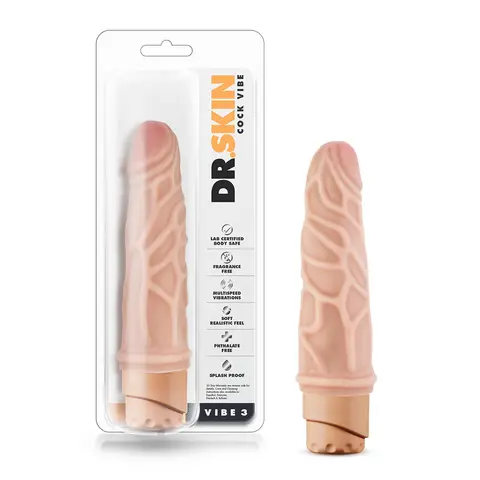 Dr. Skin Cock Vibe 3 Realistic 7.25 in. Vibrating Dildo Beige