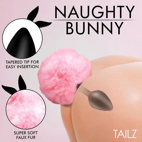 Tailz Fluffy Bunny Tail Silicone Plug in Pink