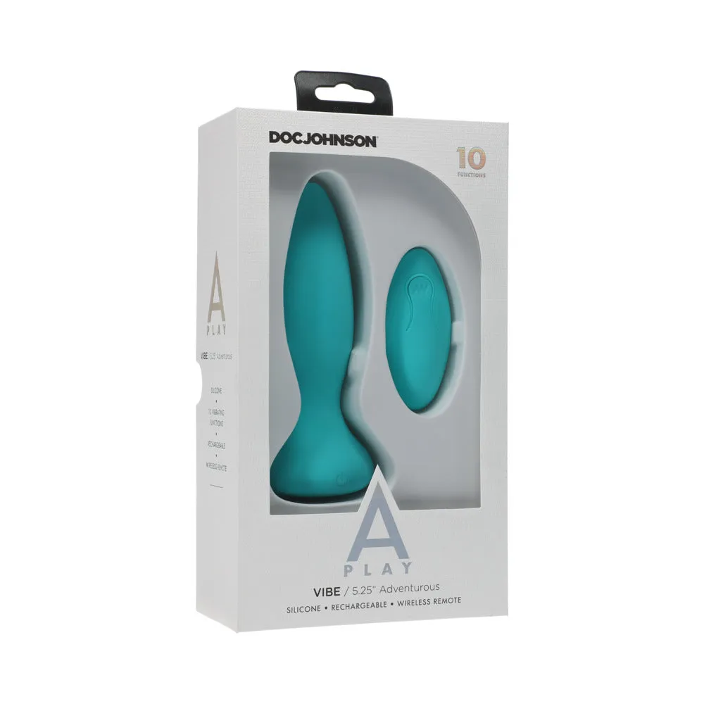 A-Play Vibe Adventurous Rechargeable Silicone Anal Plug with Remote in Teal