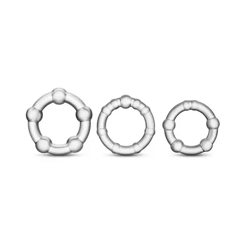 Stay Hard Beaded Cockrings 3-Piece Set in Clear