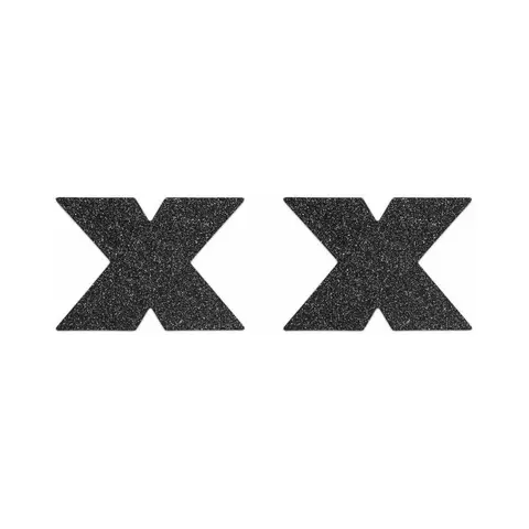 Bijoux Indiscrets Flash Reusable Glitter Pasties Cross Black